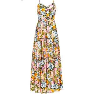 Agua Bendita Floral Maxi Dress with Spaghetti Straps